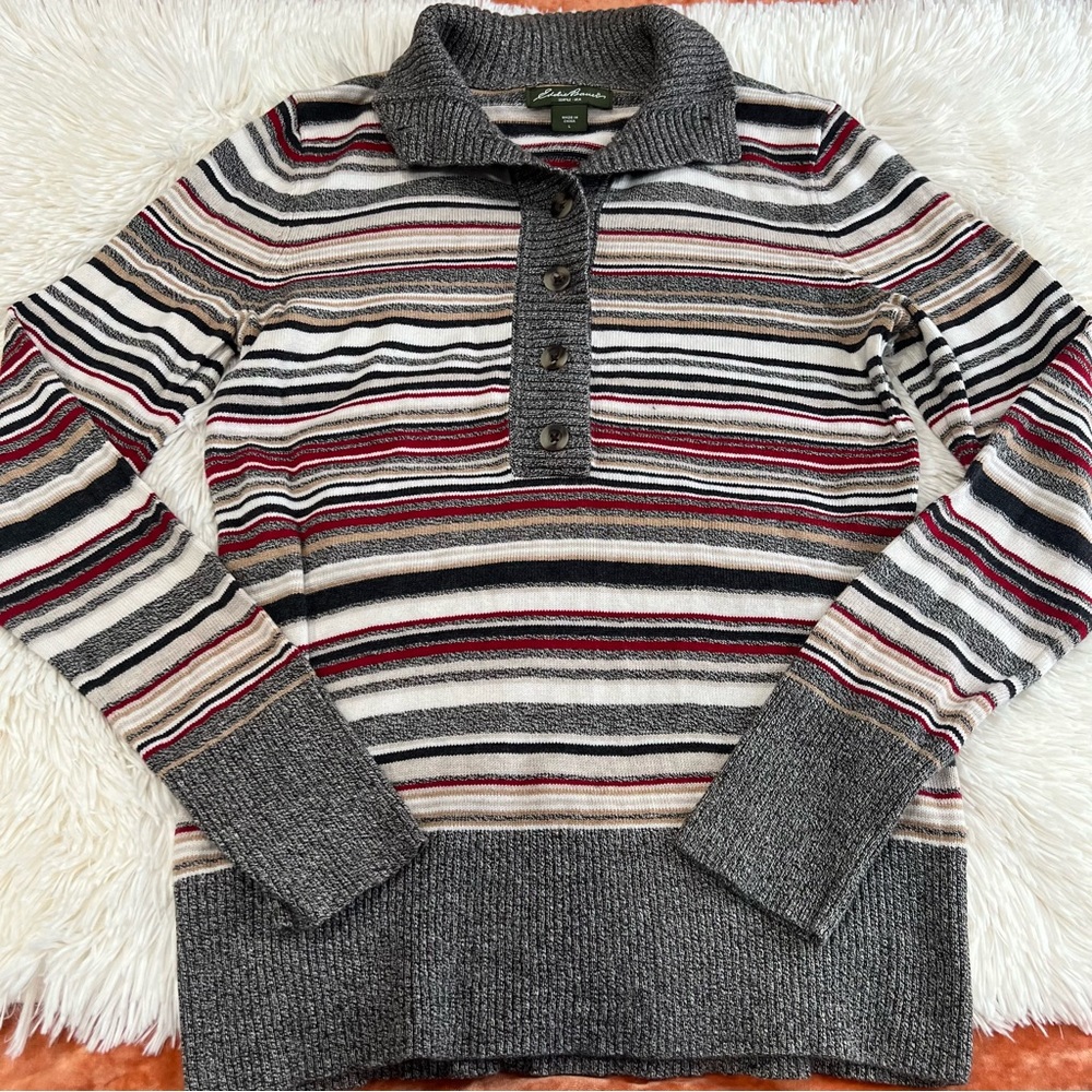Eddie Bauer women multicolor striped sweater size L‎